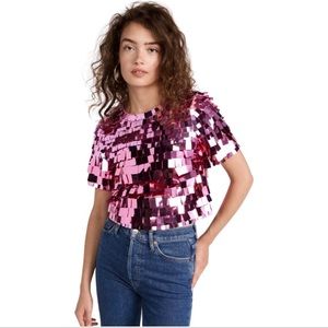 Jonathan Simkhai Meja Sequin Short Sleeve Top